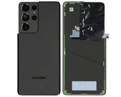 Akkufedél Samsung Galaxy S21 Ultra (SM-G998) 5G hátlap fekete GH82-24499A  (új állapotú bontott)